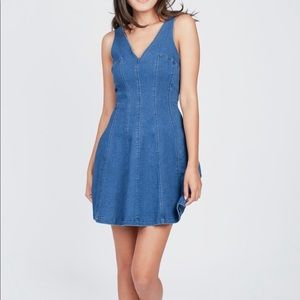 Denim fit and flare mini dress